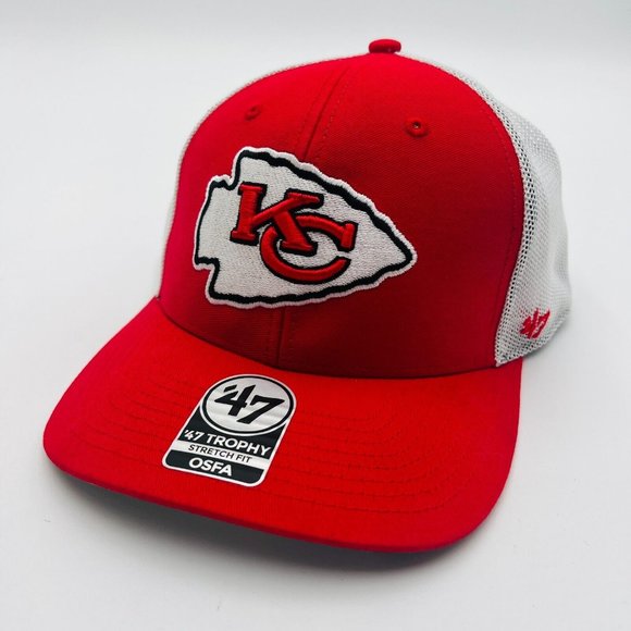 '47 Trophy Kansas City Chiefs logo Hat Cap red mesh stretch fit OSFA - Picture 1 of 5